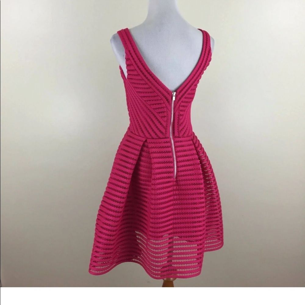 Maje, Structured Rayure Fuchsia Puffball Cocktail… - image 4